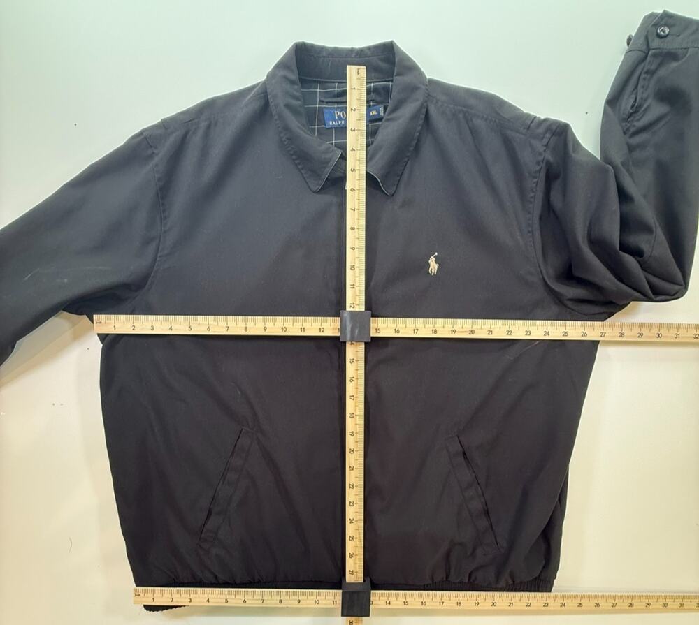 Polo by Ralph Lauren Men's Windbreaker Full Zip Black Jacket XXL Pony Logo